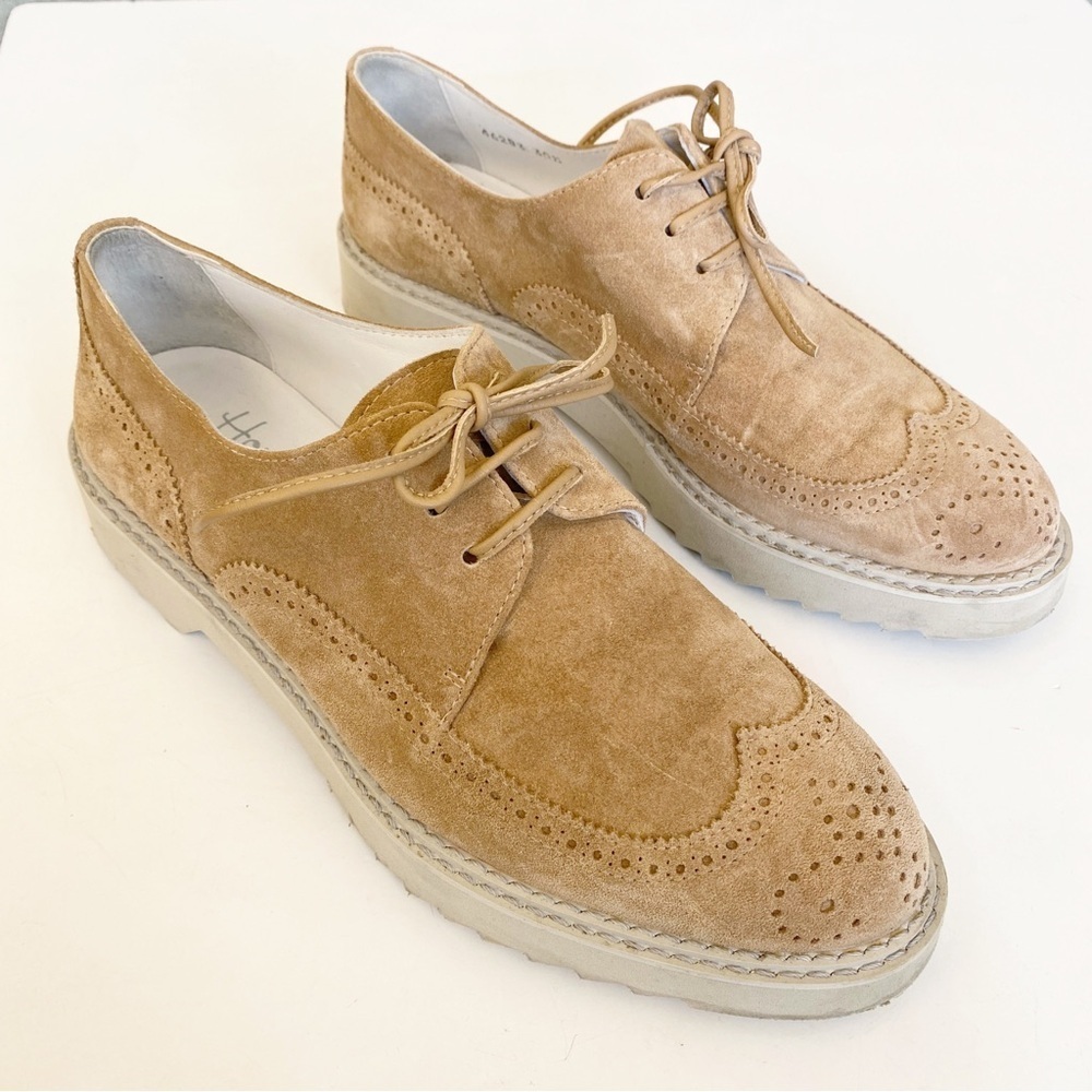 Homers || Suede Brogues Chunky Menswear Inspired Oxfords Suede‎ Tan 39.5